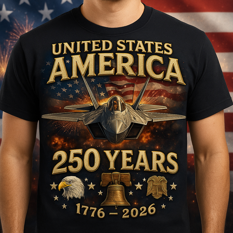 Happy Birthday America 250th Anniversary Art Print Casual T-Shirt