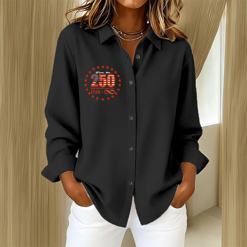 US 250th Anniversary Women's Printed Casual Long Sleeve Shirt