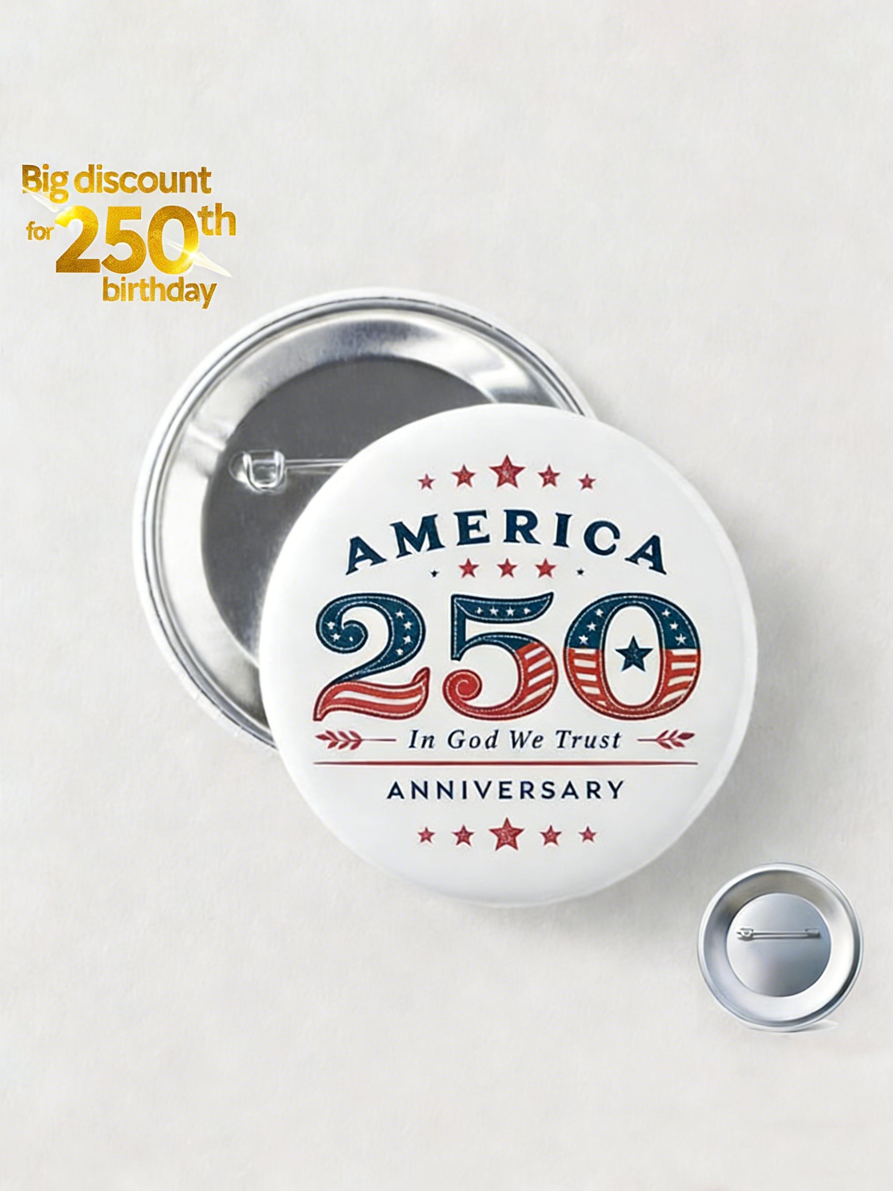 Unisex 250th America Anniversary Printed Brooch
