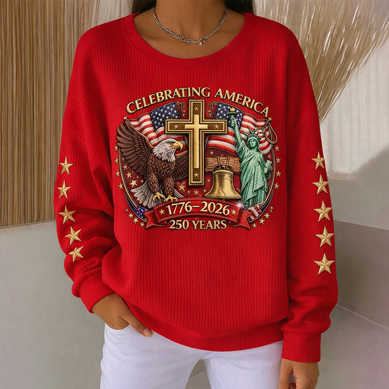US 250th Anniversary And Faith Art Print Casual Sweatshirt
