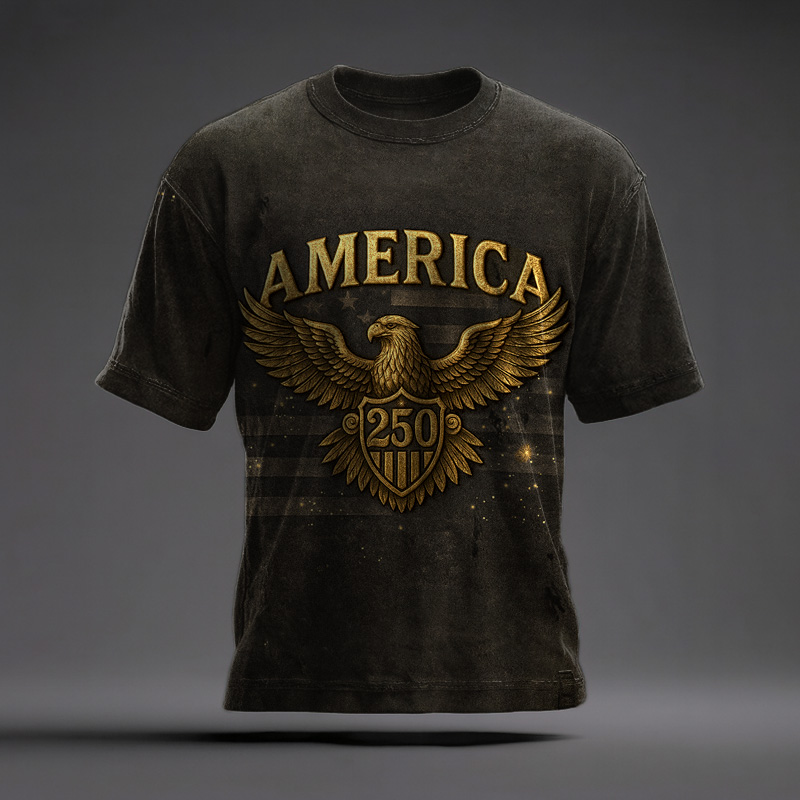 US 250th Anniversary Art Illustration Printed Casual T-Shirt