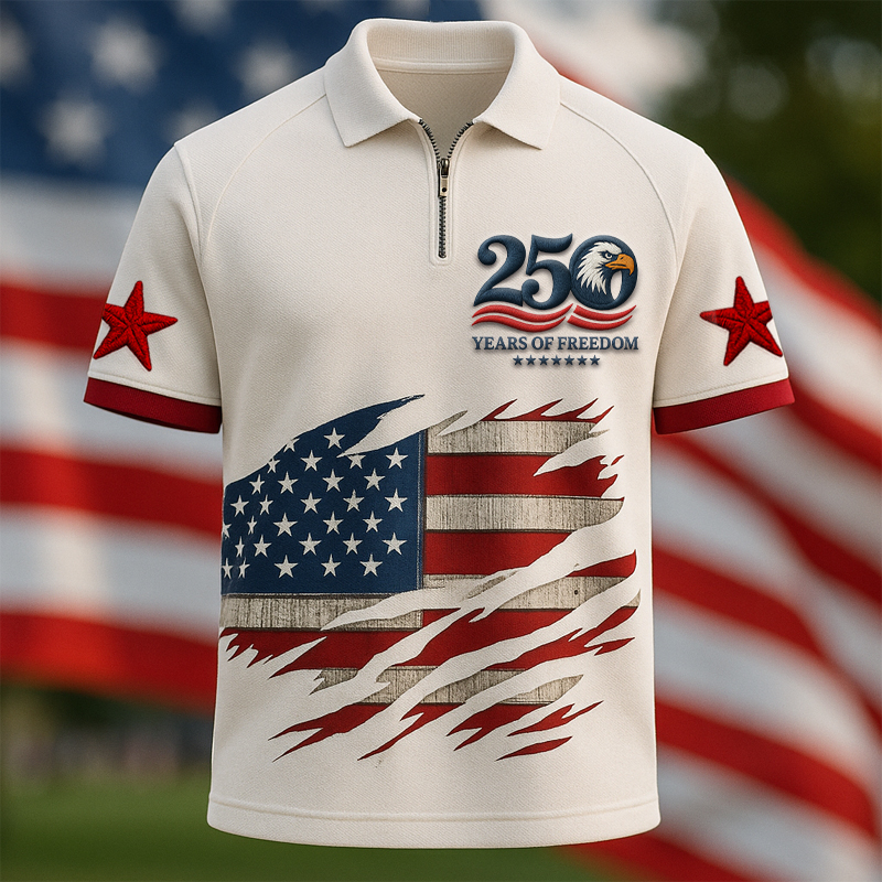 250th Anniversary of the United States Print Casual Polo Shirt