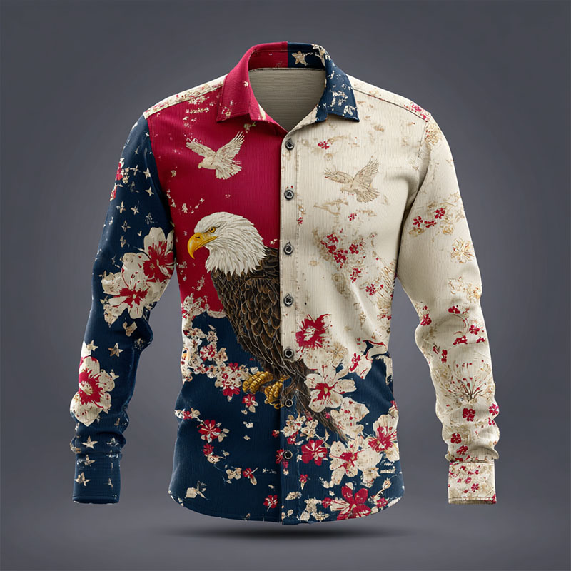 US 250th Anniversary Art Casual Short Sleeve Cotton and Linen Shirt