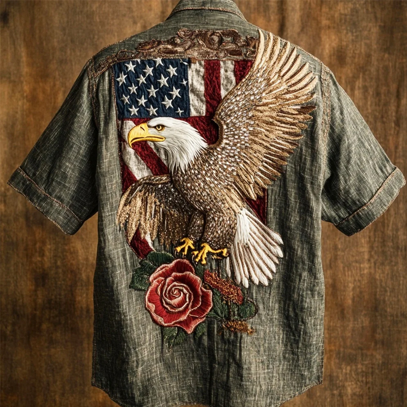 US 250th Anniversary Flag Eagle Print Shirt
