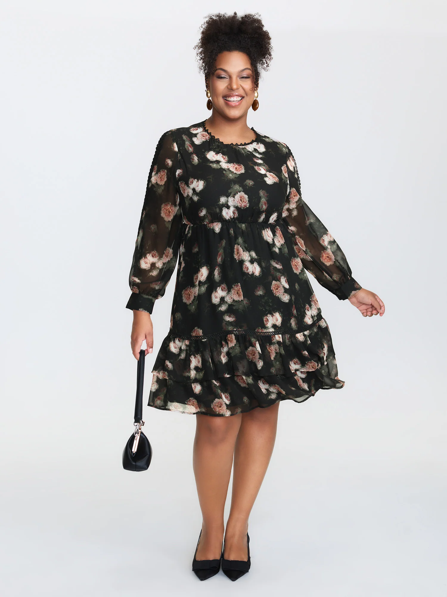 Lace Trim Layered Sheer Midi Dress