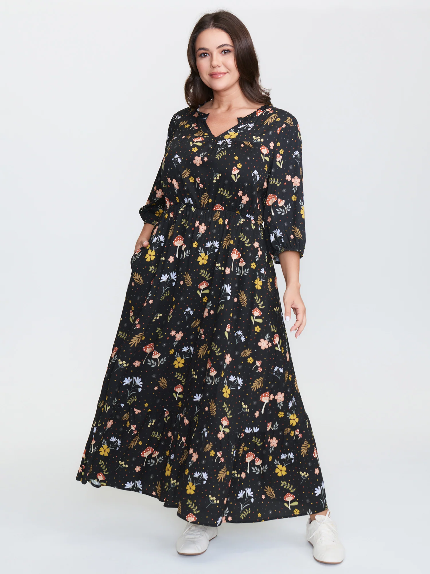 Rayon Falling For Floral Print Pockets Maxi Dress