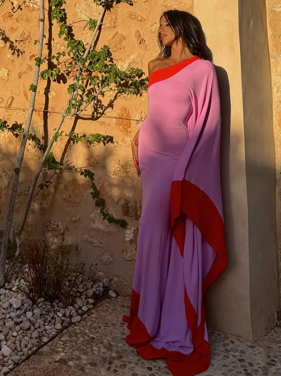 One Shoulder Draped Maxi Dress