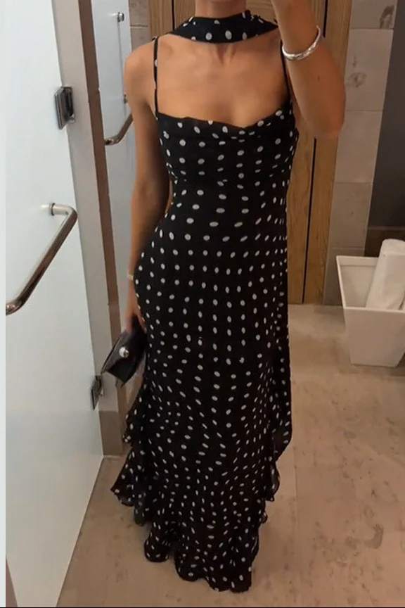 Timeless Fashion Rhythm Polka Dot Dinner Maxi Dress