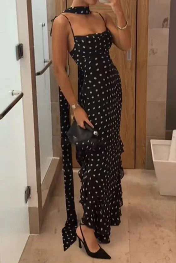 Timeless Fashion Rhythm Polka Dot Dinner Maxi Dress