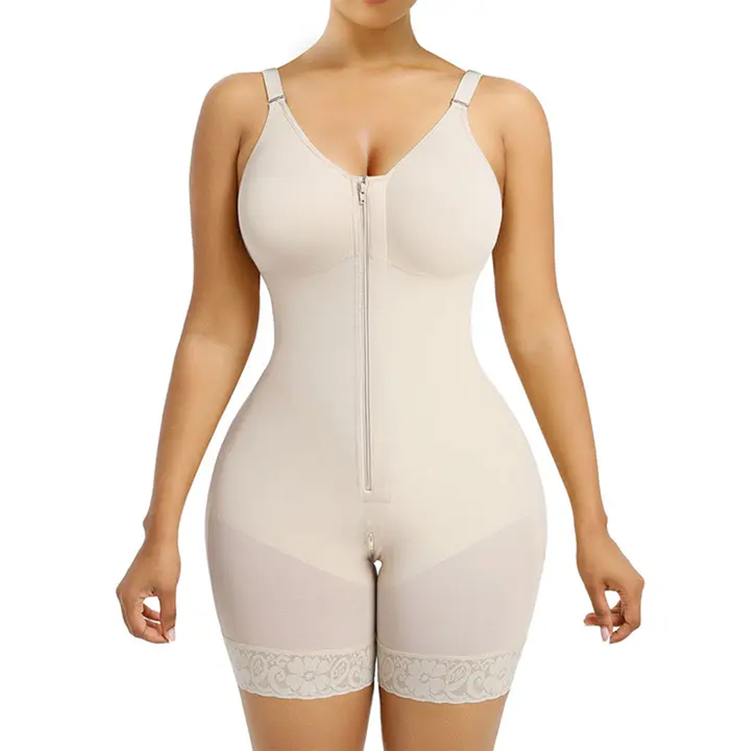 Women’s Fajas Colombianas shapewear Tummy Control Butt Lifter Shaper with Zipper Crotch detachable shoulder strap