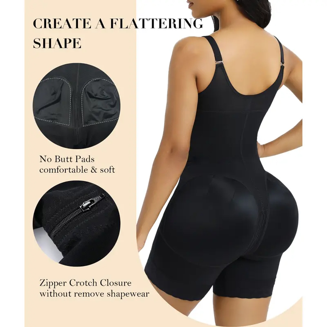 Women’s Fajas Colombianas shapewear Tummy Control Butt Lifter Shaper with Zipper Crotch detachable shoulder strap