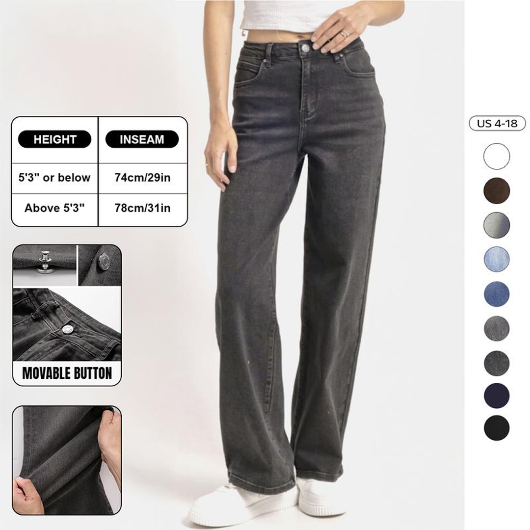 Women's Minimalist High Waist Denim Stretch Wide Leg Jeans