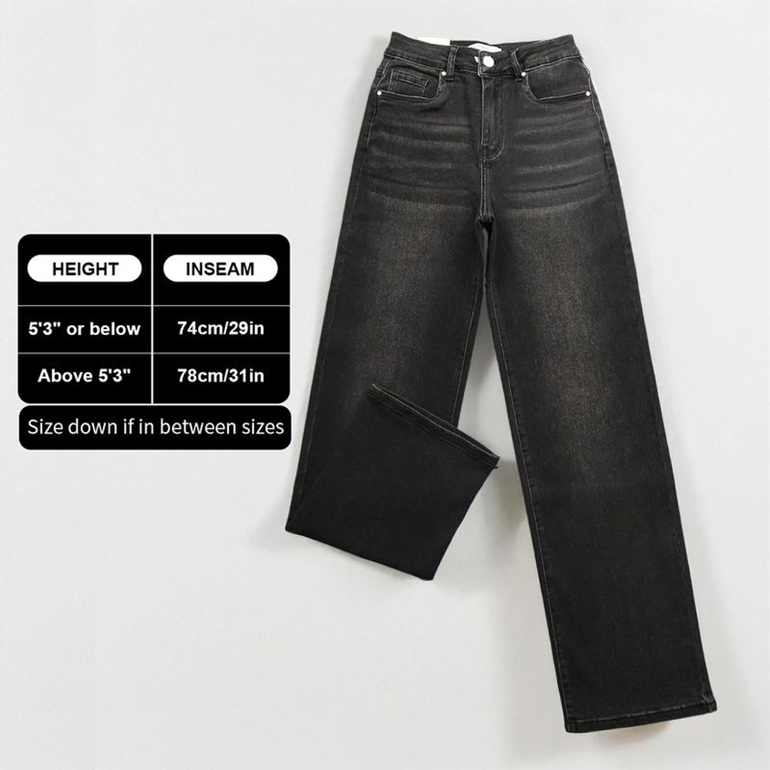 Women's Minimalist High Waist Denim Stretch Wide Leg Jeans