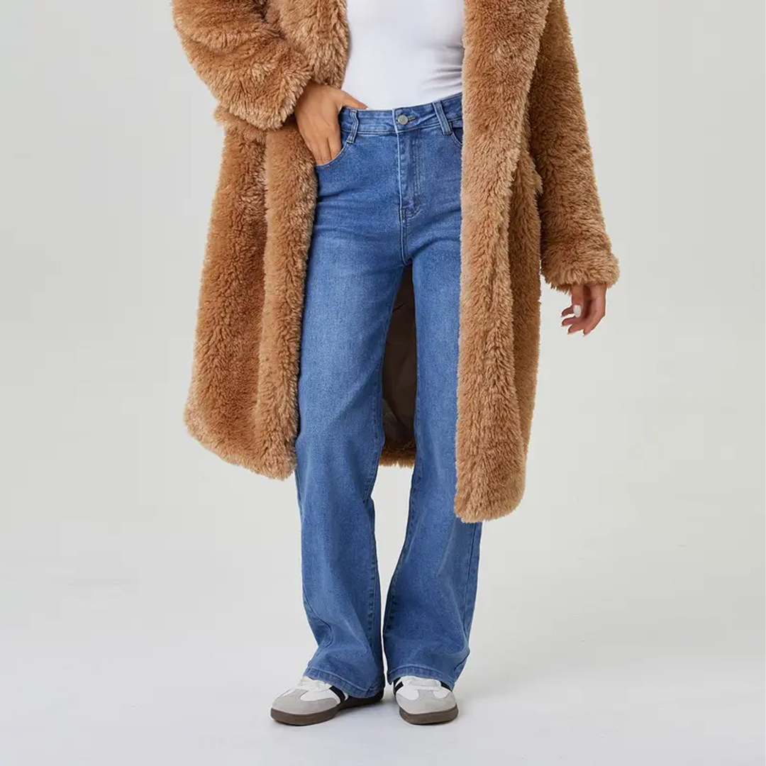 Women's Minimalist High Waist Denim Stretch Wide Leg Jeans