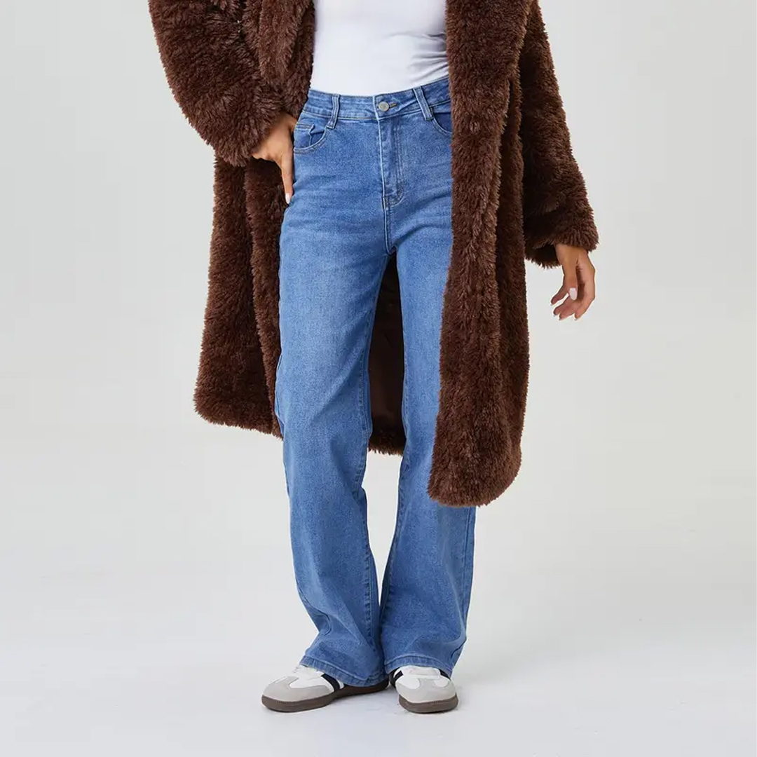 Women's Minimalist High Waist Denim Stretch Wide Leg Jeans