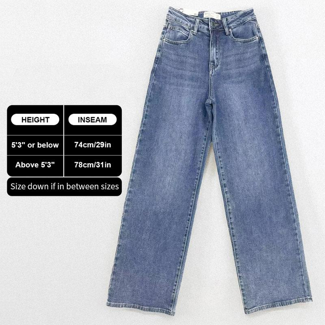 Women's Minimalist High Waist Denim Stretch Wide Leg Jeans