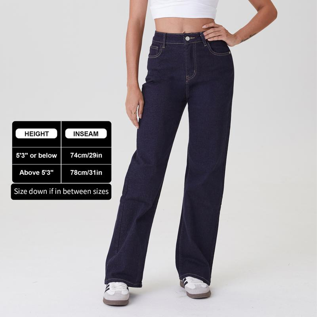 Women's Minimalist High Waist Denim Stretch Wide Leg Jeans