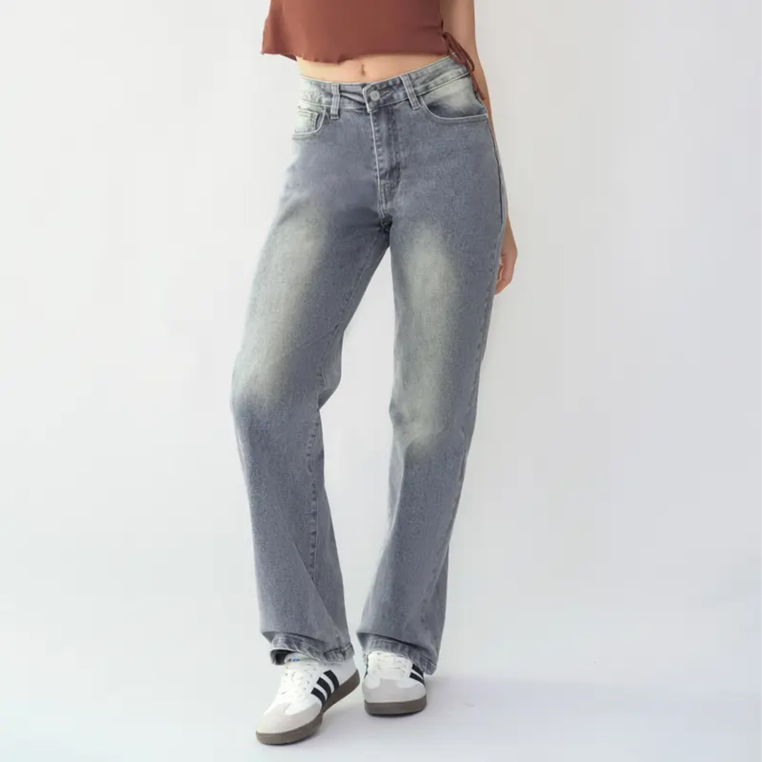 Women's Minimalist High Waist Denim Stretch Wide Leg Jeans