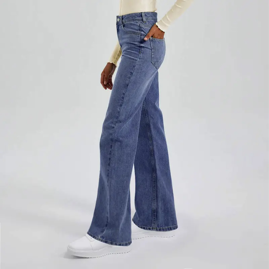 Women's Minimalist High Waist Denim Stretch Wide Leg Jeans
