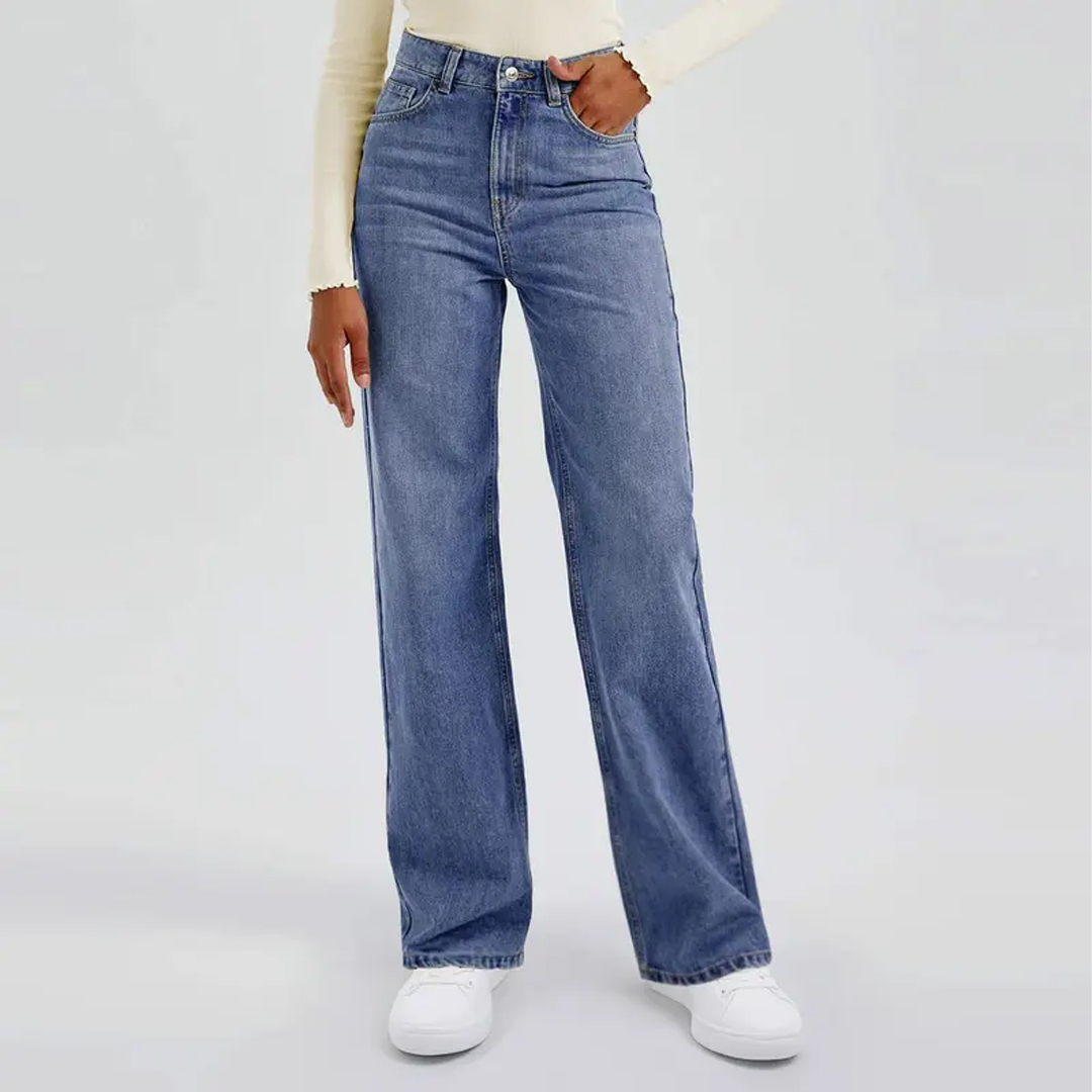 Women's Minimalist High Waist Denim Stretch Wide Leg Jeans
