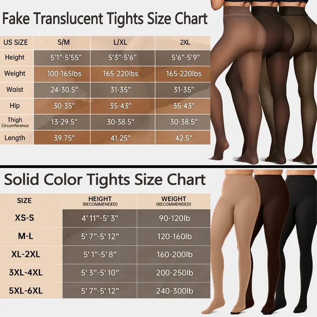 Women Fleece Lined Leggings Sheer Fake Translucent Pantyhose