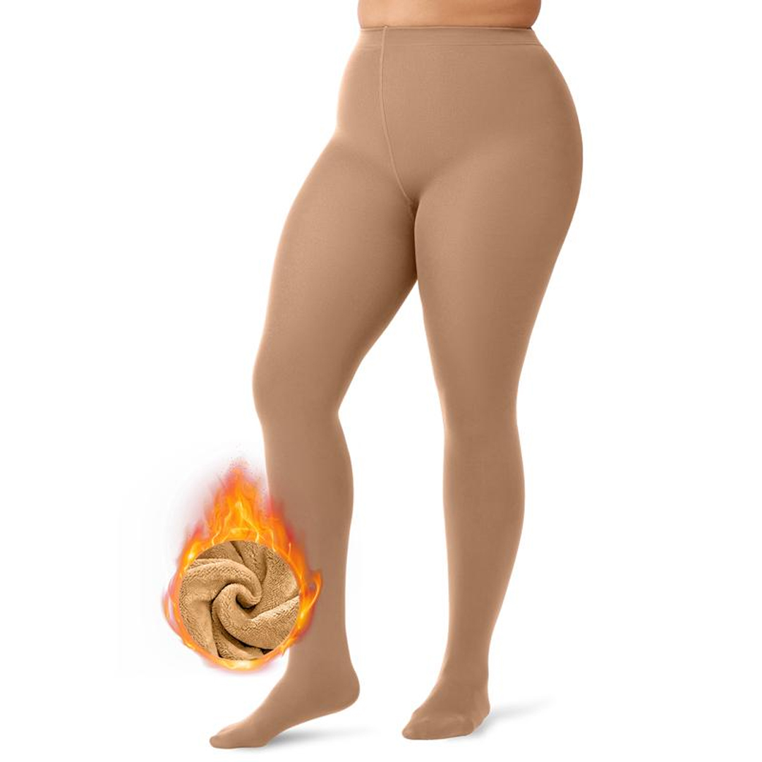 Women Fleece Lined Leggings Sheer Fake Translucent Pantyhose