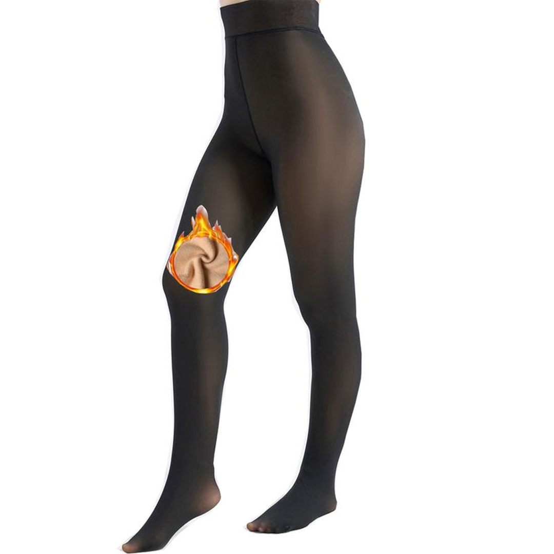 Women's Fleece Lined Tights Fake Translucent Warm  Leggings