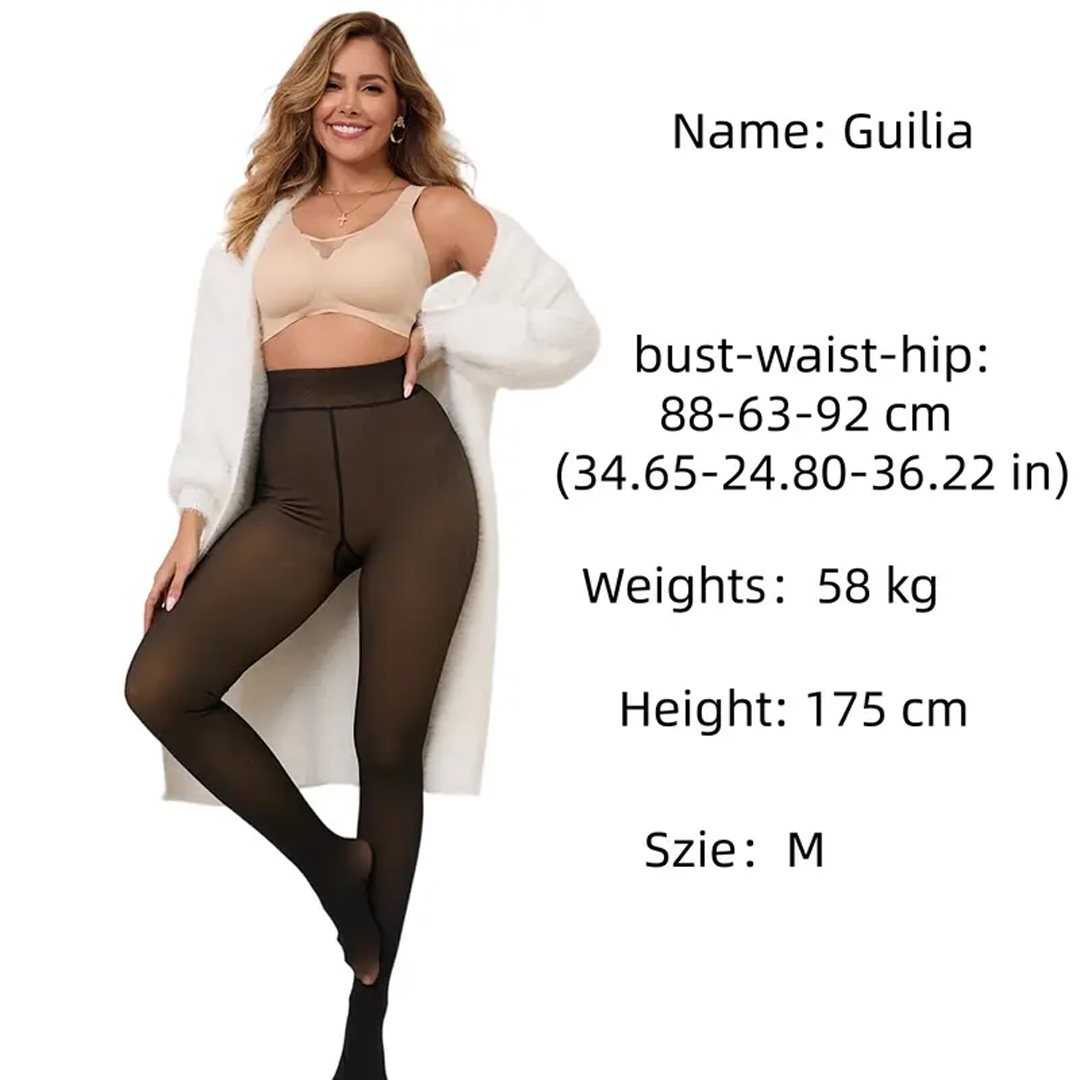 Women's Fleece Lined Tights Fake Translucent Warm  Leggings