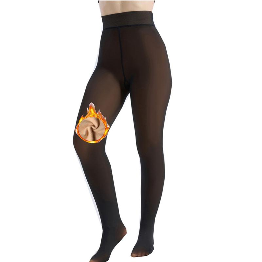 Women's Fleece Lined Tights Fake Translucent Warm  Leggings
