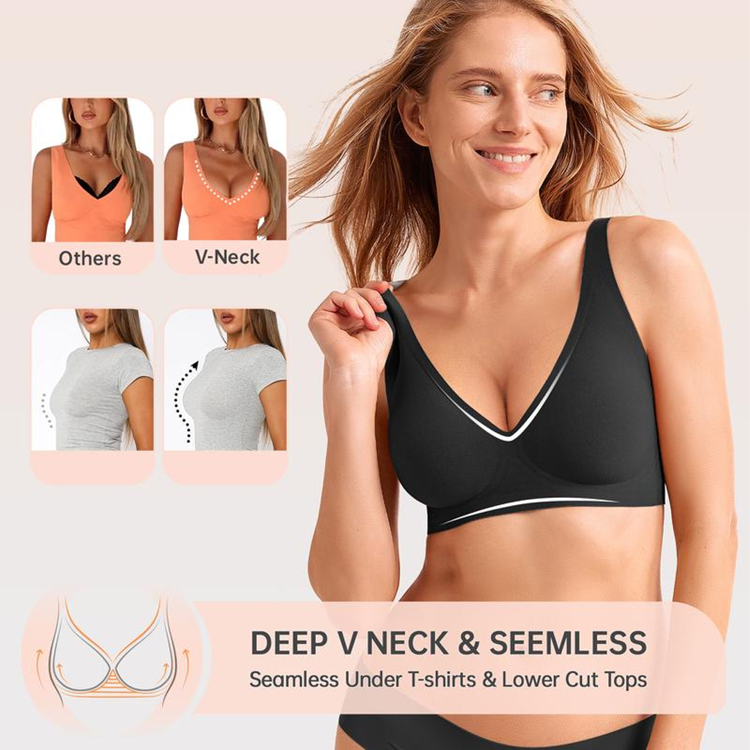 Deep V No Underwire Push Up Bras