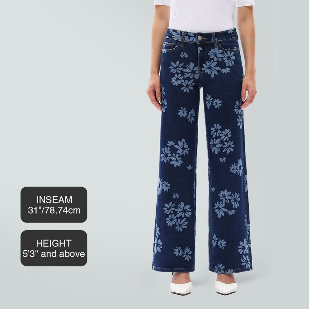 Mid-low Rise Baggy Jeans Stretchy Wide Leg