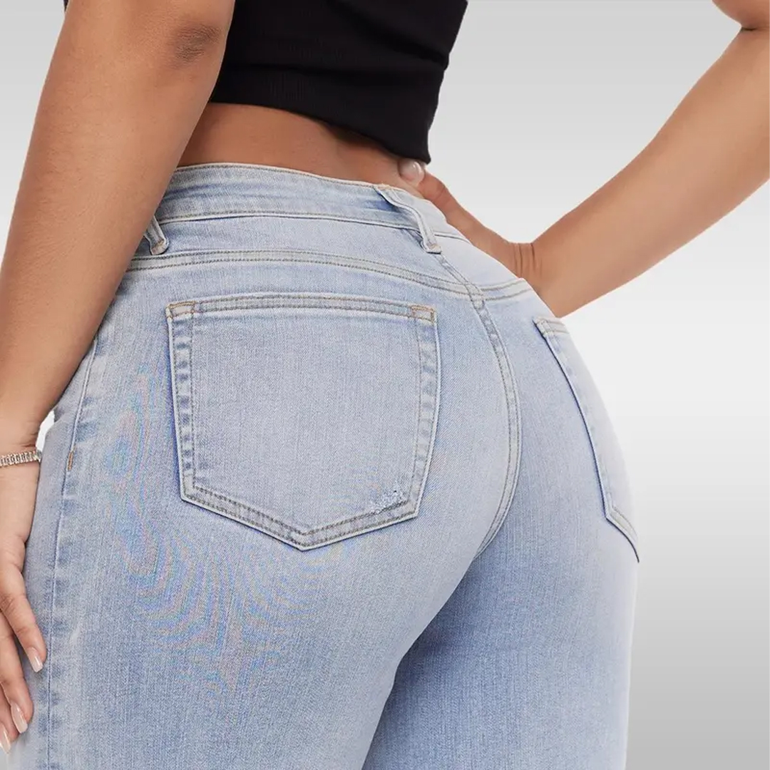 Mid-low Rise Baggy Jeans Stretchy Wide Leg