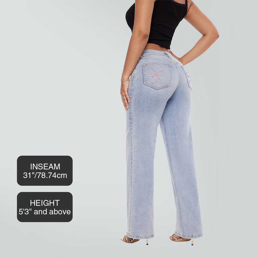 Mid-low Rise Baggy Jeans Stretchy Wide Leg