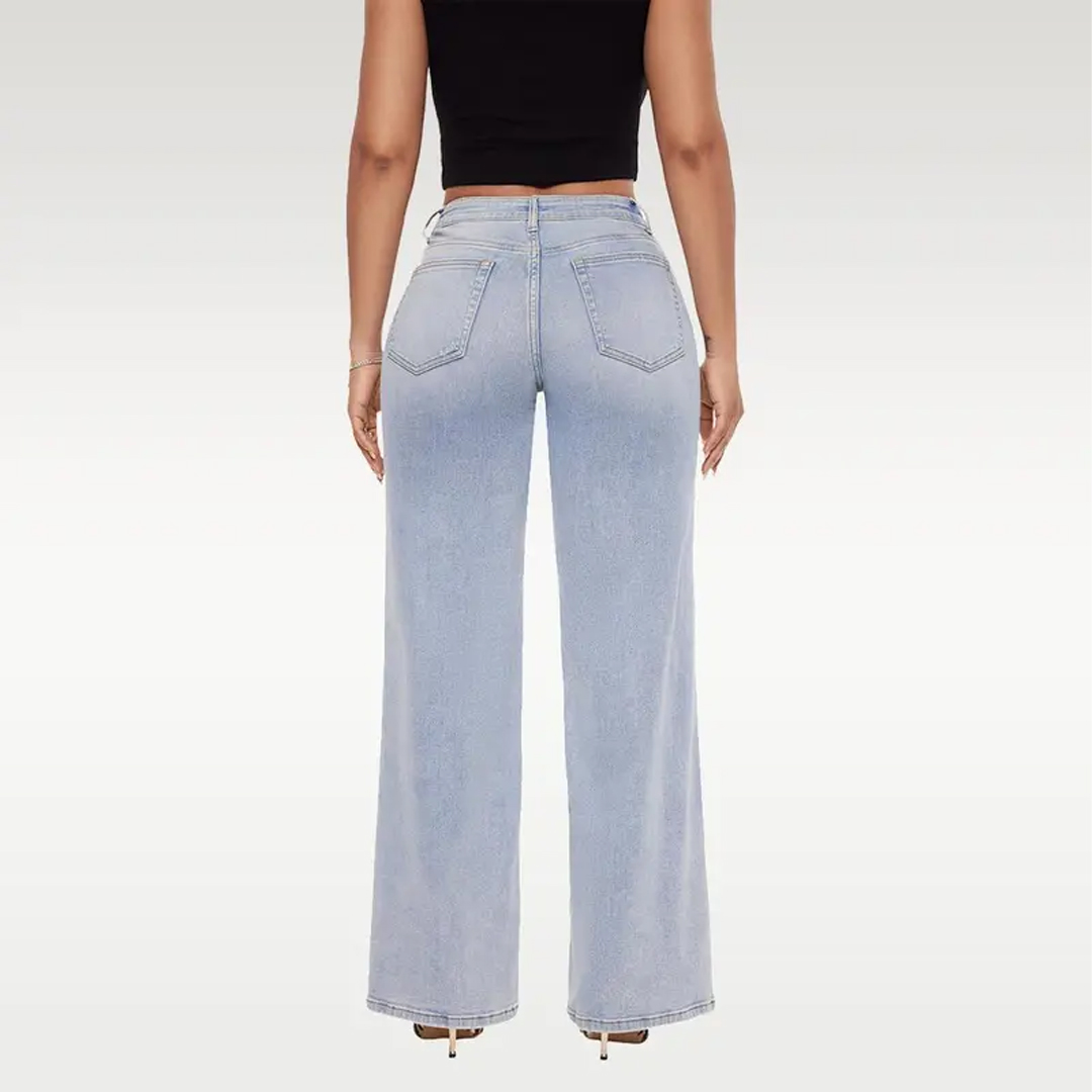 Mid-low Rise Baggy Jeans Stretchy Wide Leg