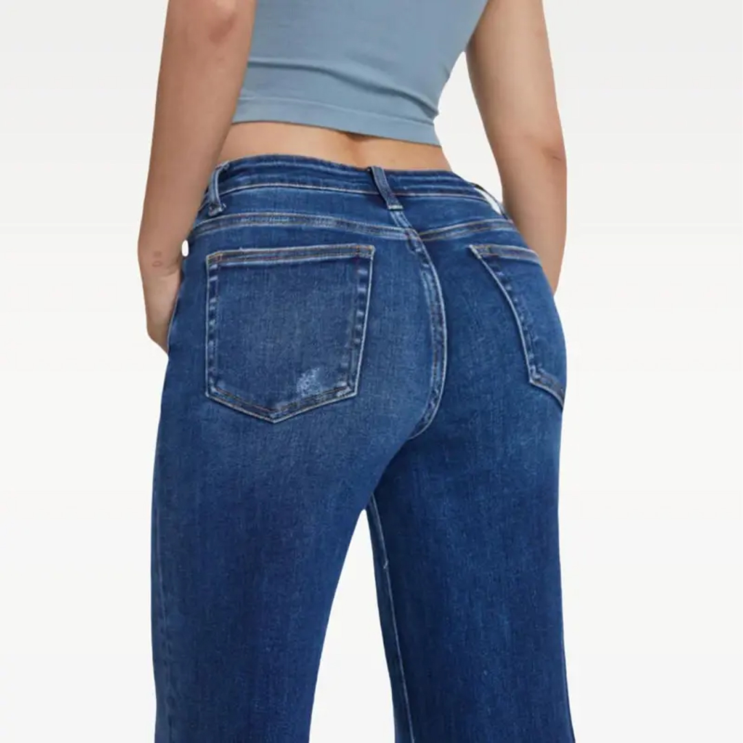 Mid-low Rise Baggy Jeans Stretchy Wide Leg