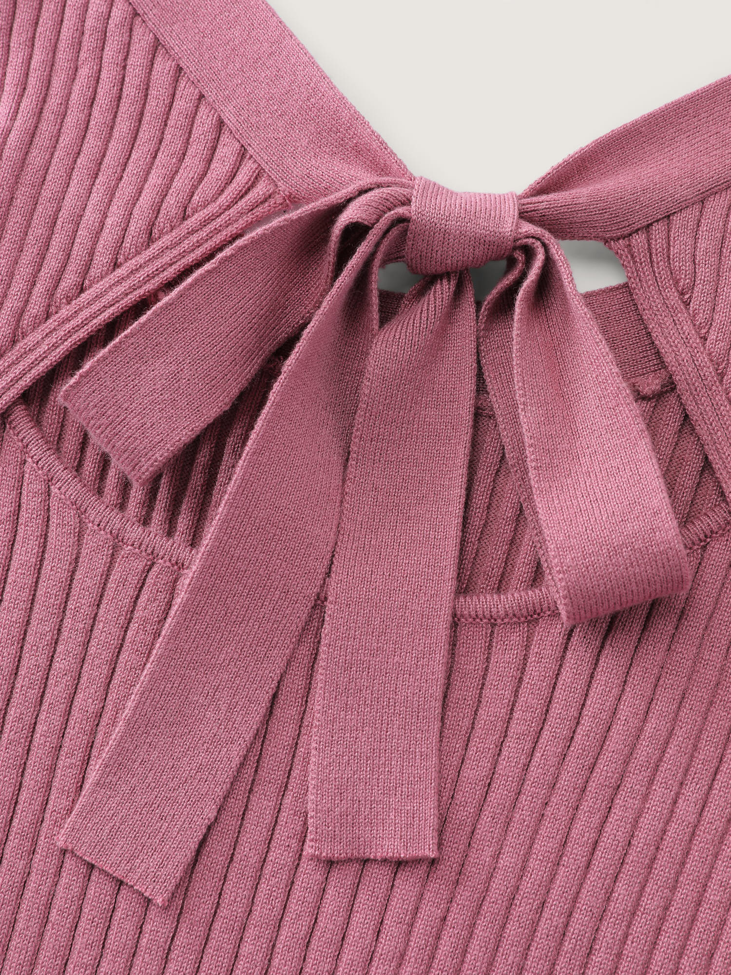 Ribbed Cinched-Waist Bowtie Sweater Dress