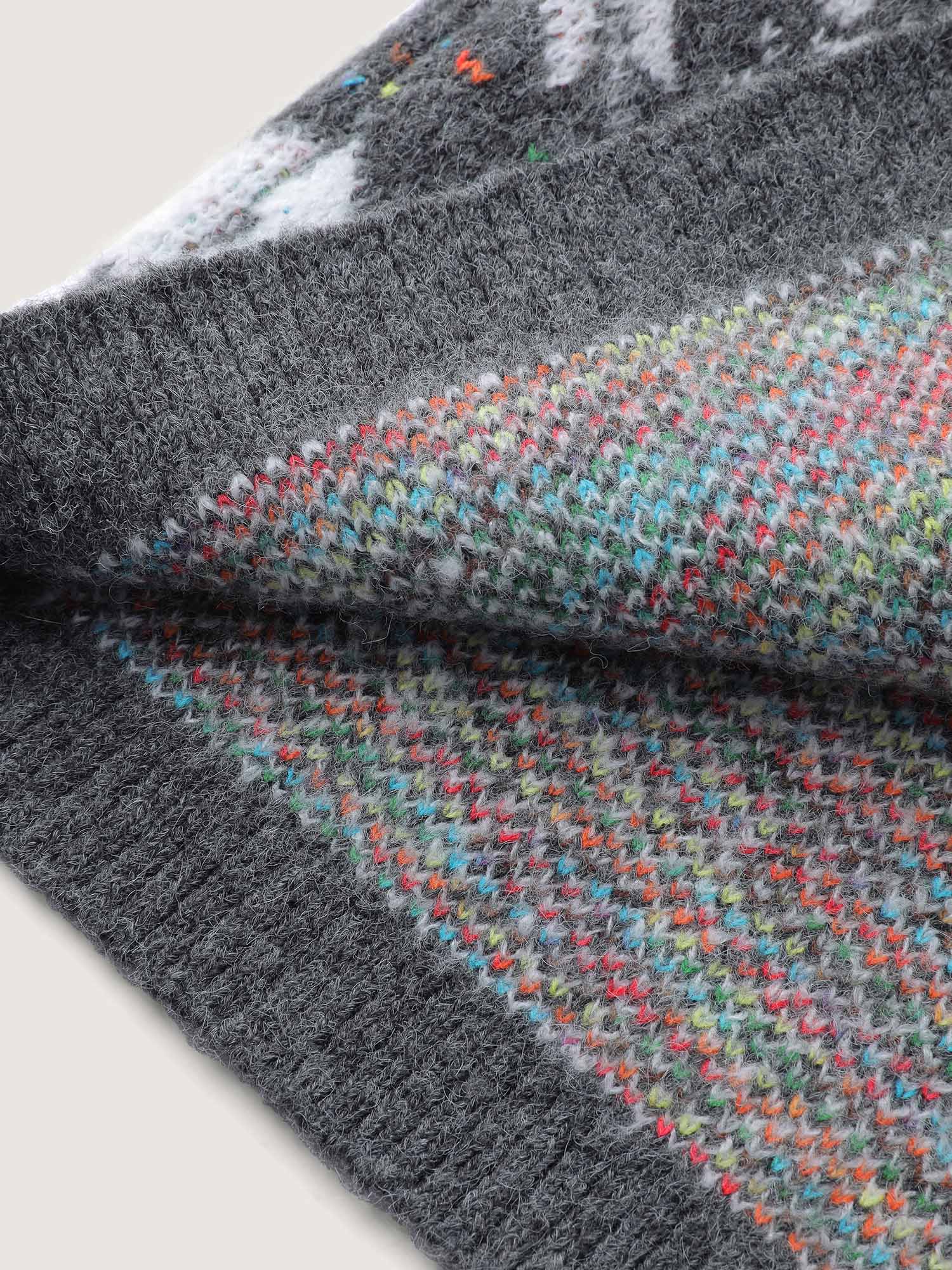 Boho Print Jacquard Hooded Knit Cardigan