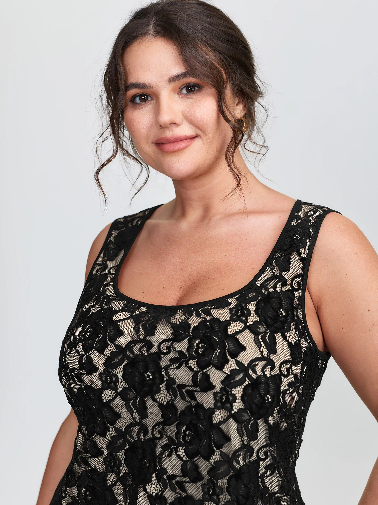 Floral Lace Scoop Neck Tank Top