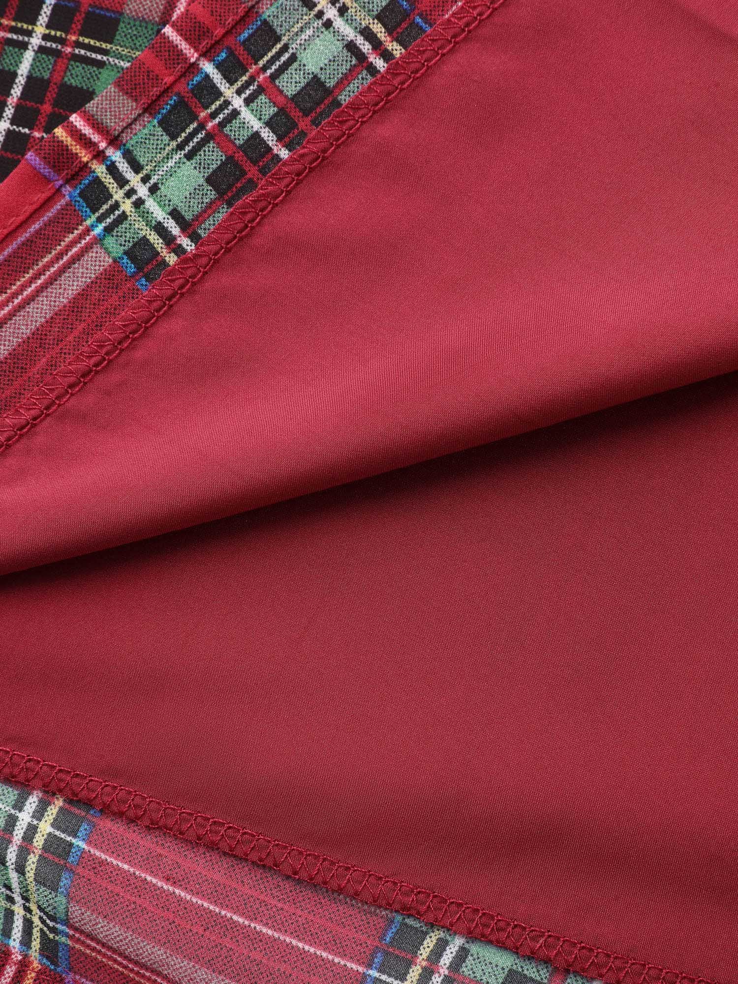 Holiday Plaid Shirred Bodice Maxi Dress