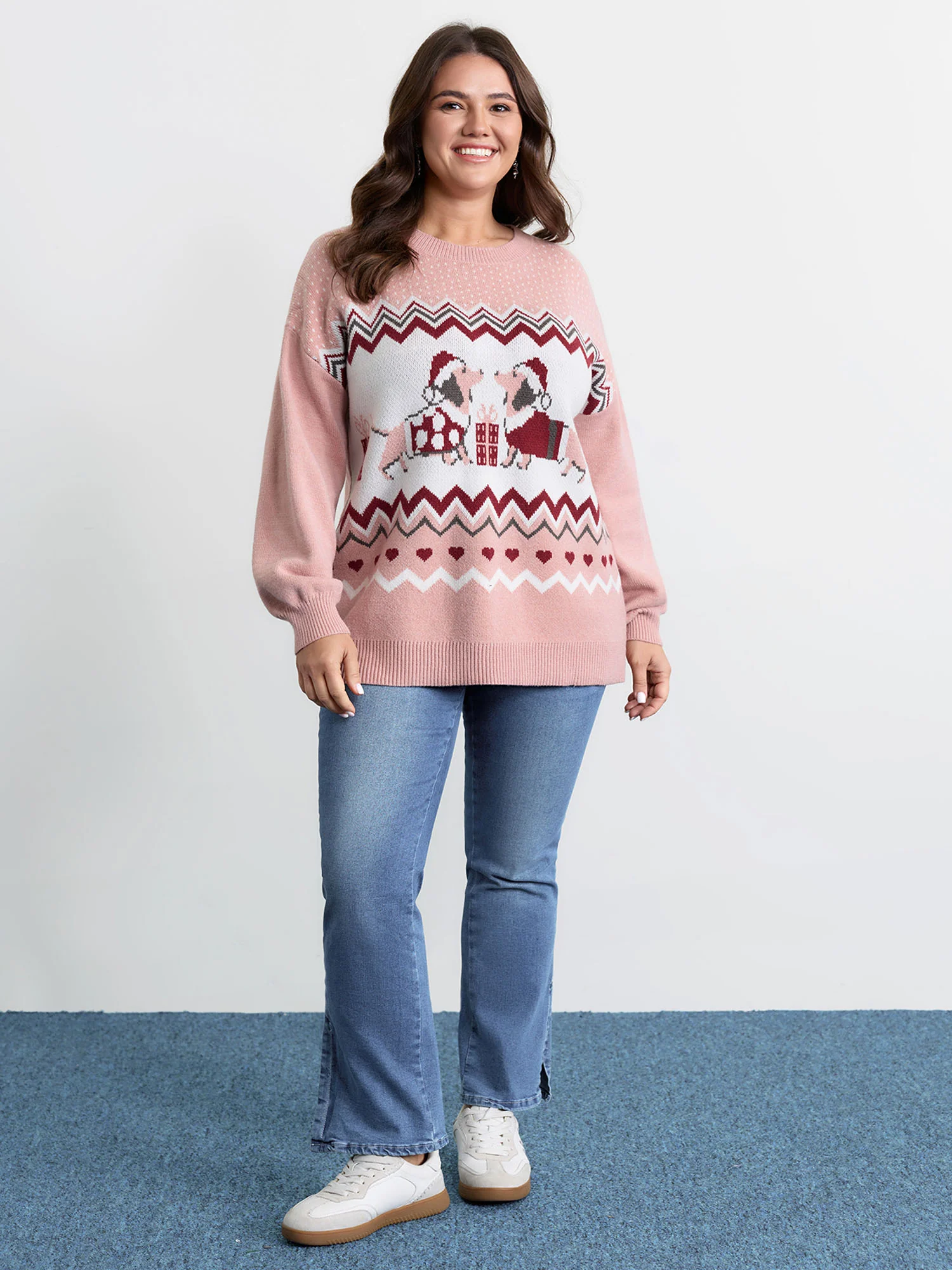 Holiday Pattern Drop Shoulder Pullover