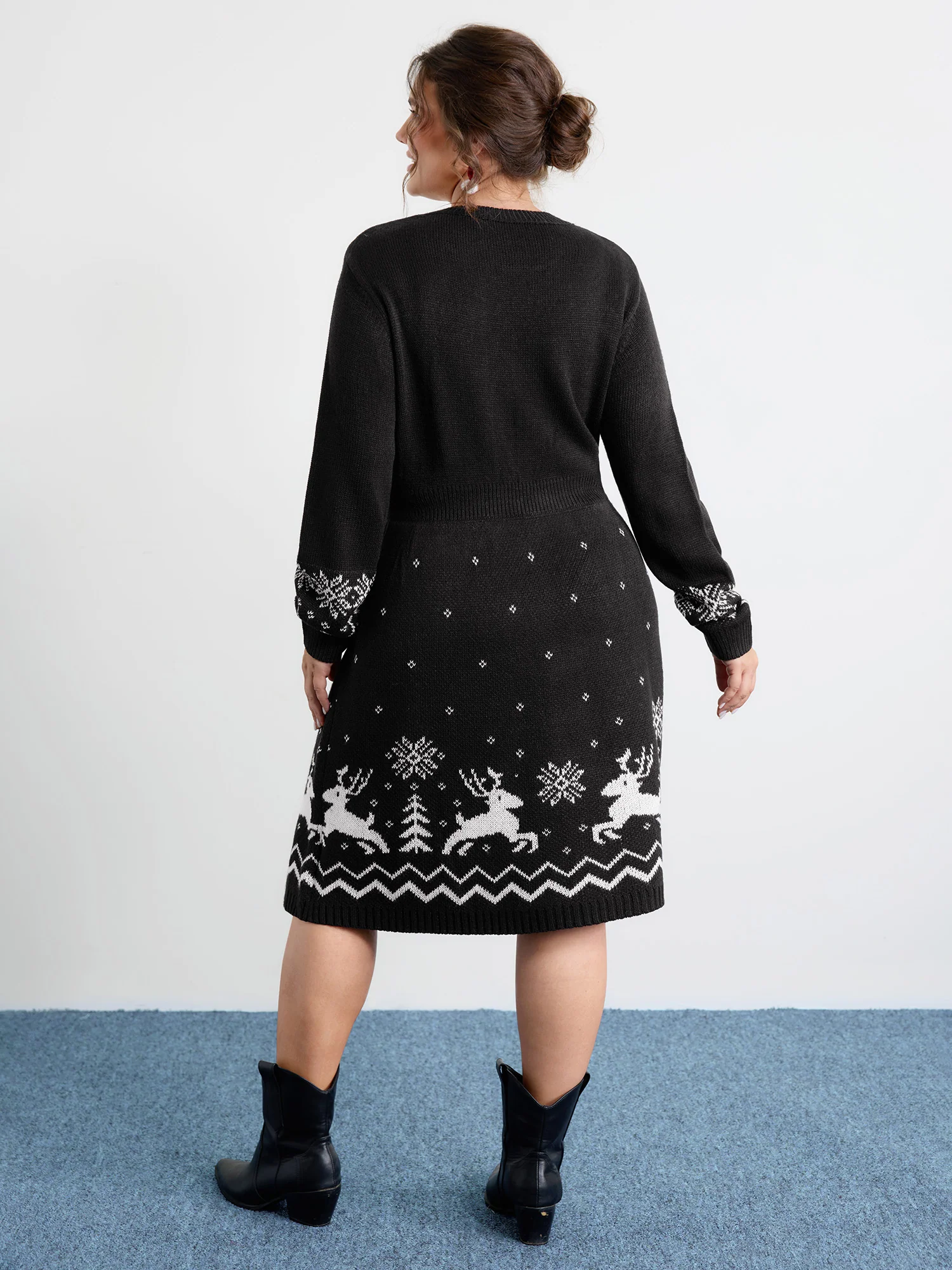 Christmas Textured Pattern Midi Sweater Dress