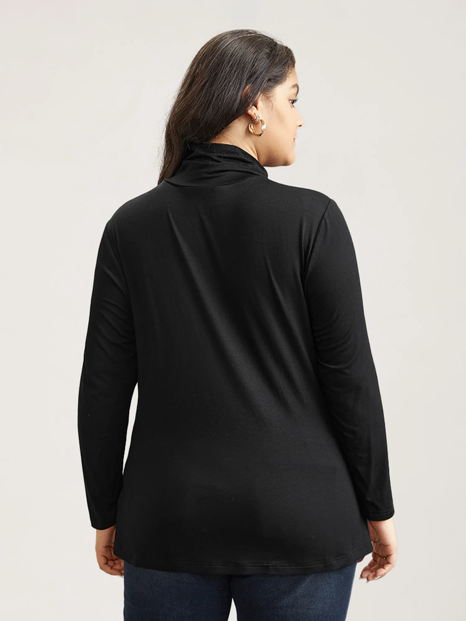 Supersoft Essentials Solid Funnel Neck Knit T-shirt