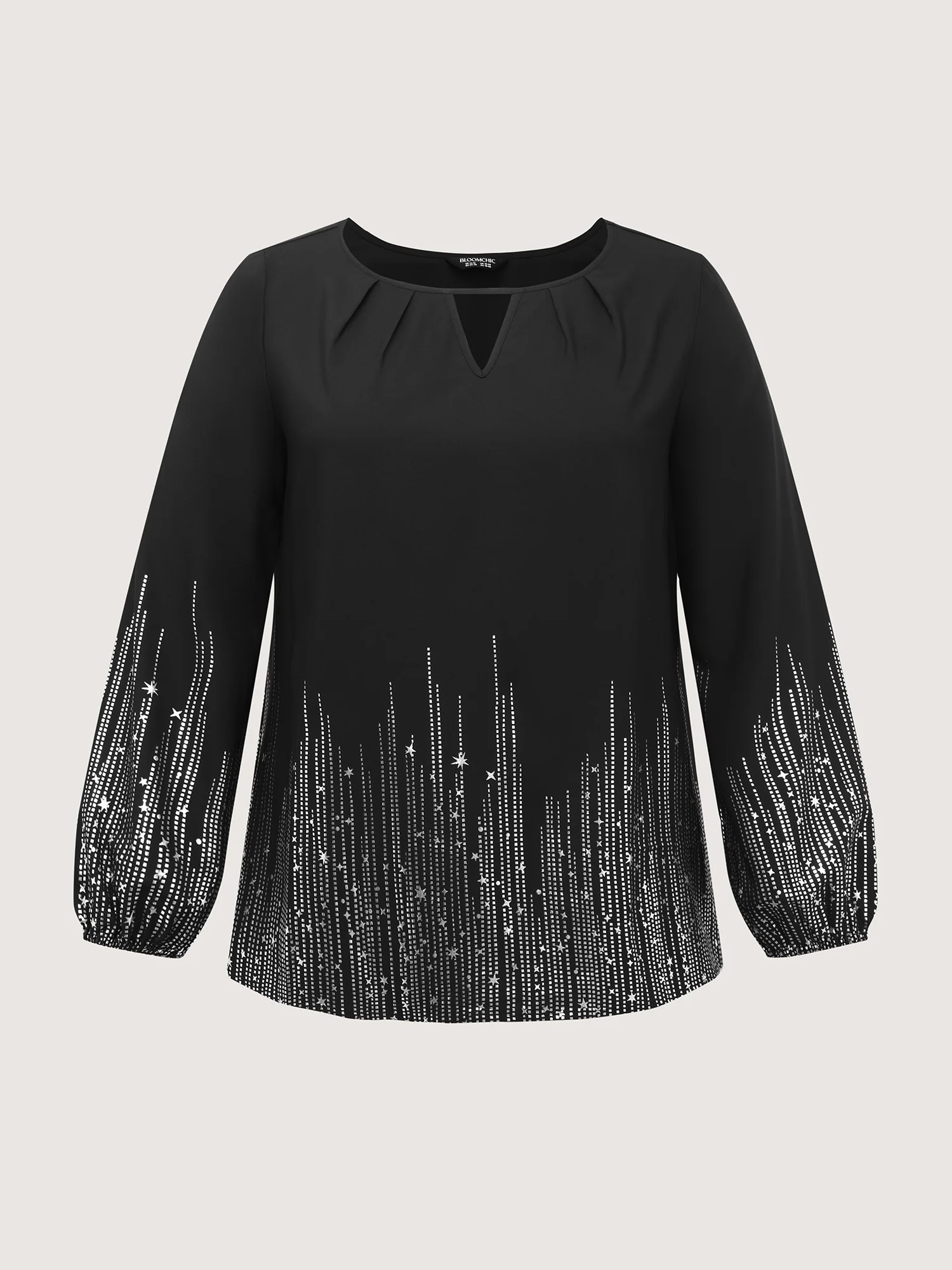 Shimmery Cut-Out Neck Blouse