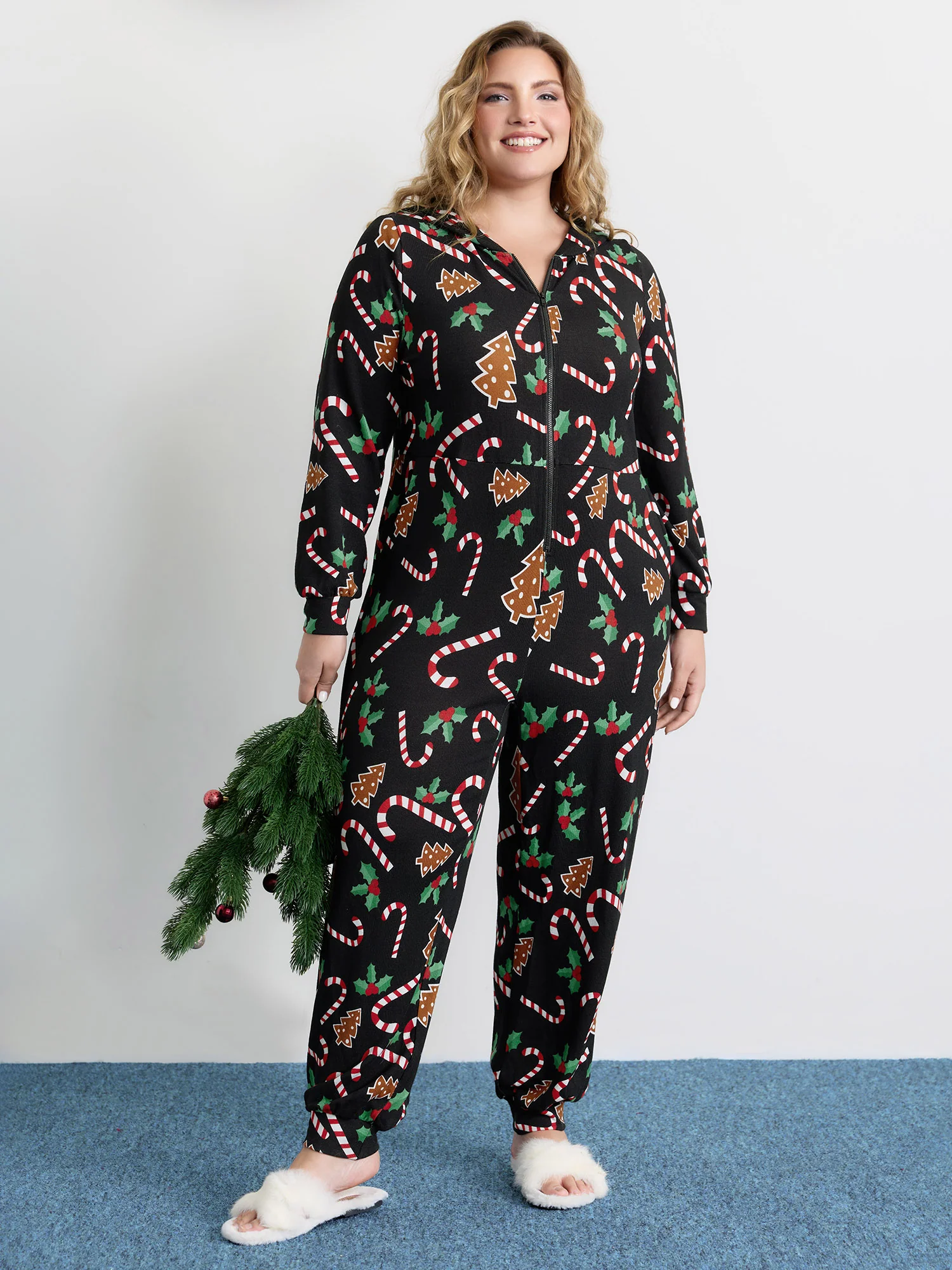 Holiday Everything Pockets Zipper Lounge Jumpsuit