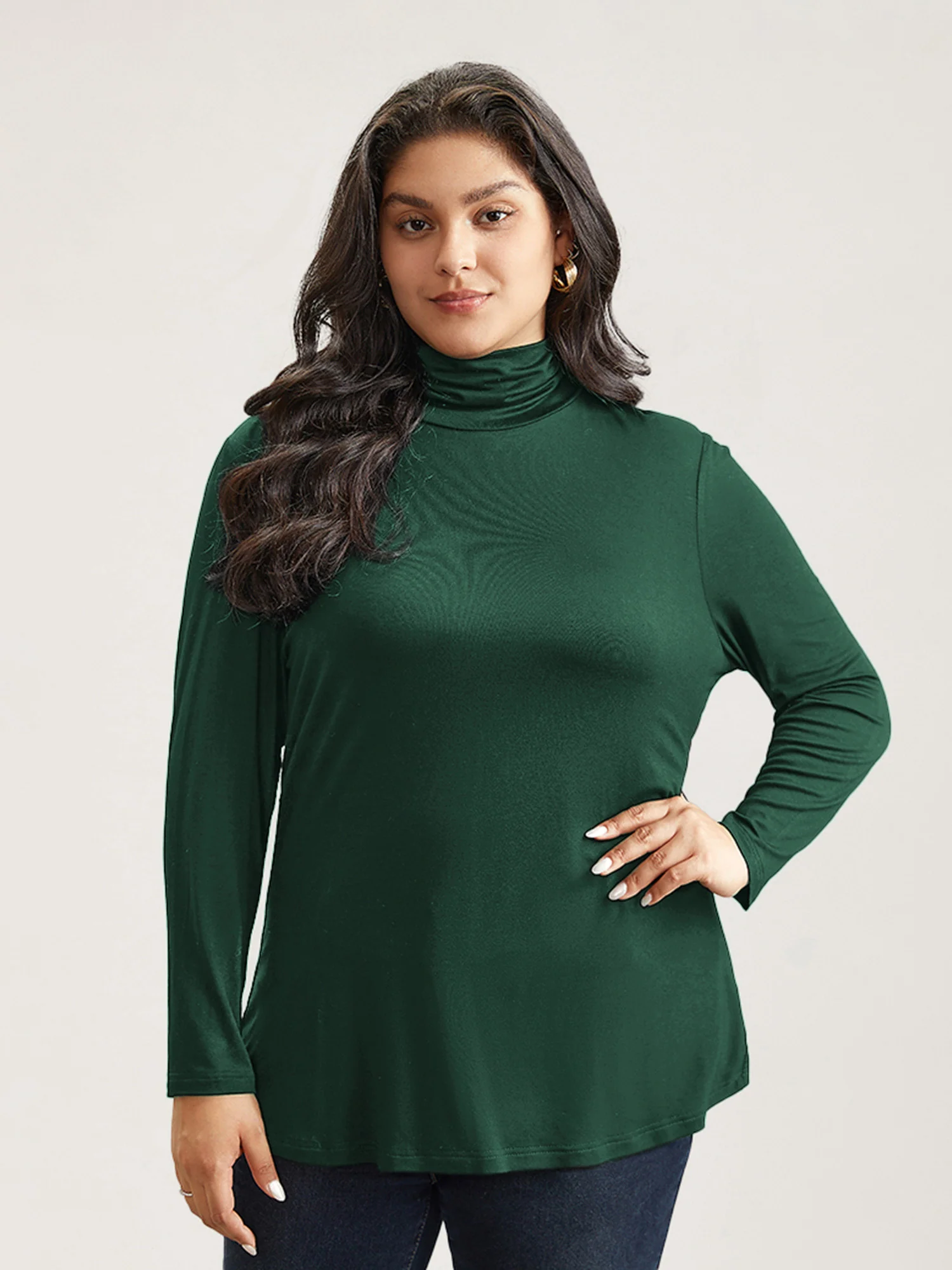 Supersoft Essentials Solid Funnel Neck Knit T-shirt