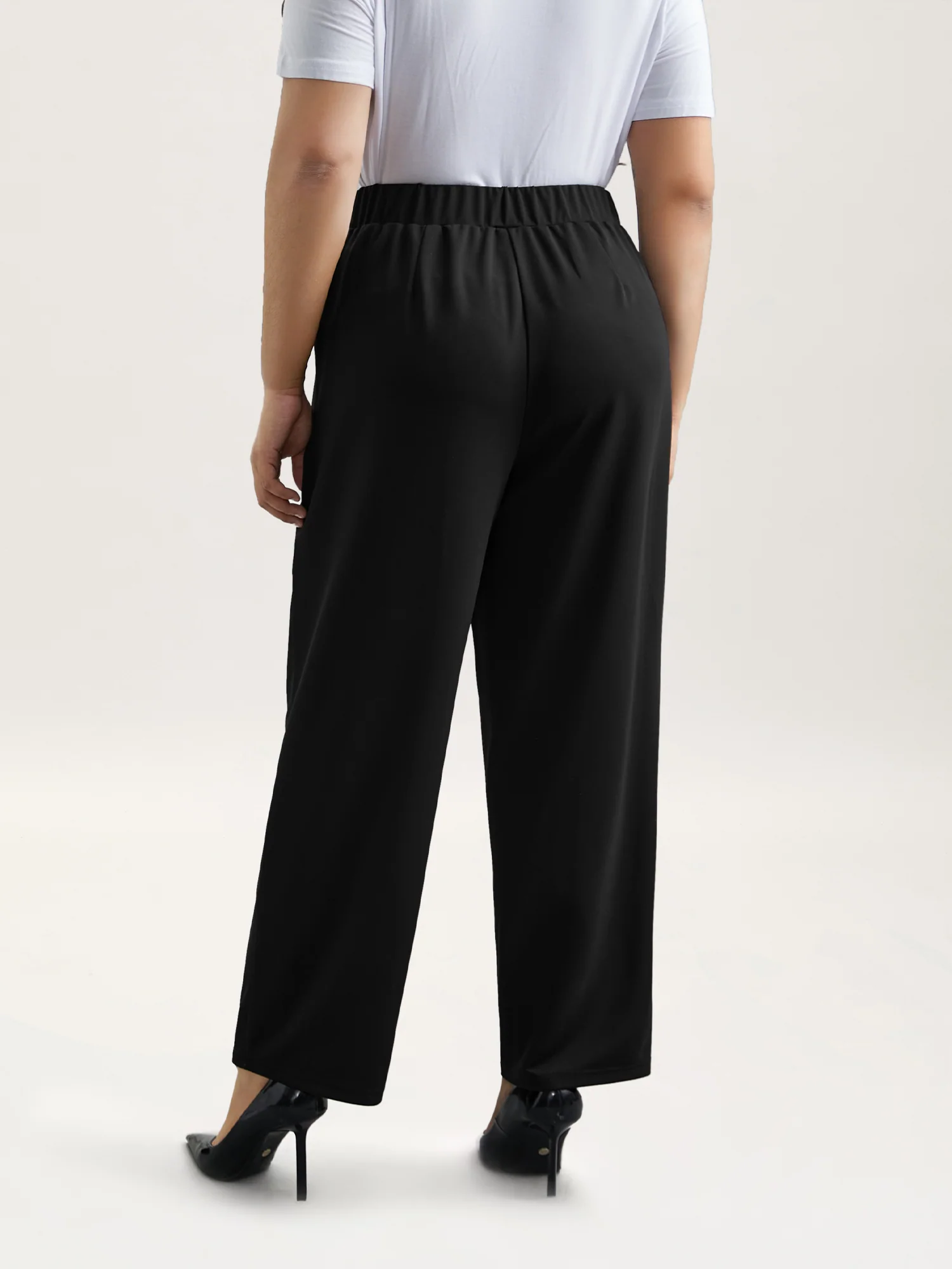 Stretchy-Waist Straight Leg Pants