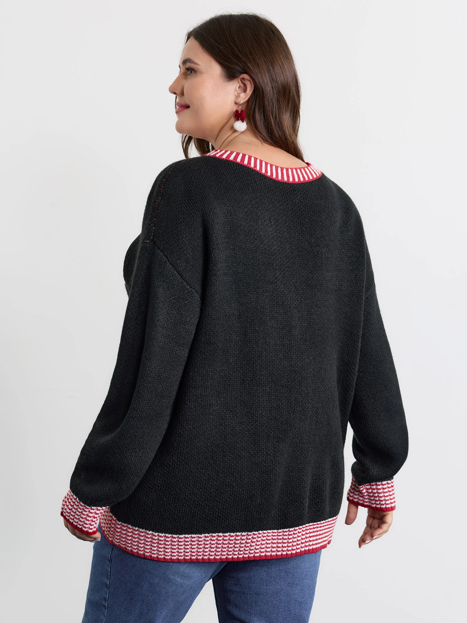 Holiday Elf Pattern Color Contrast Pullover