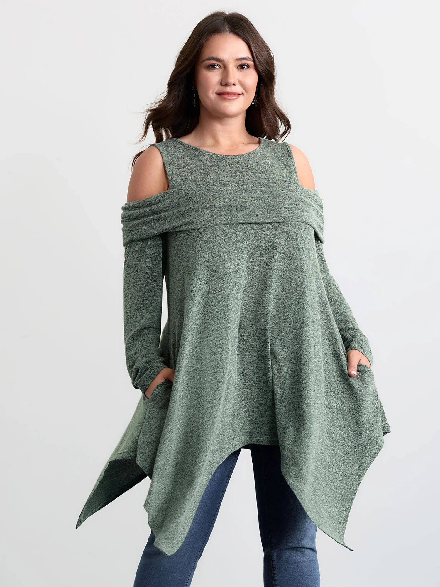 Off-Shoulder Pleated Asymmetrical Hem Top