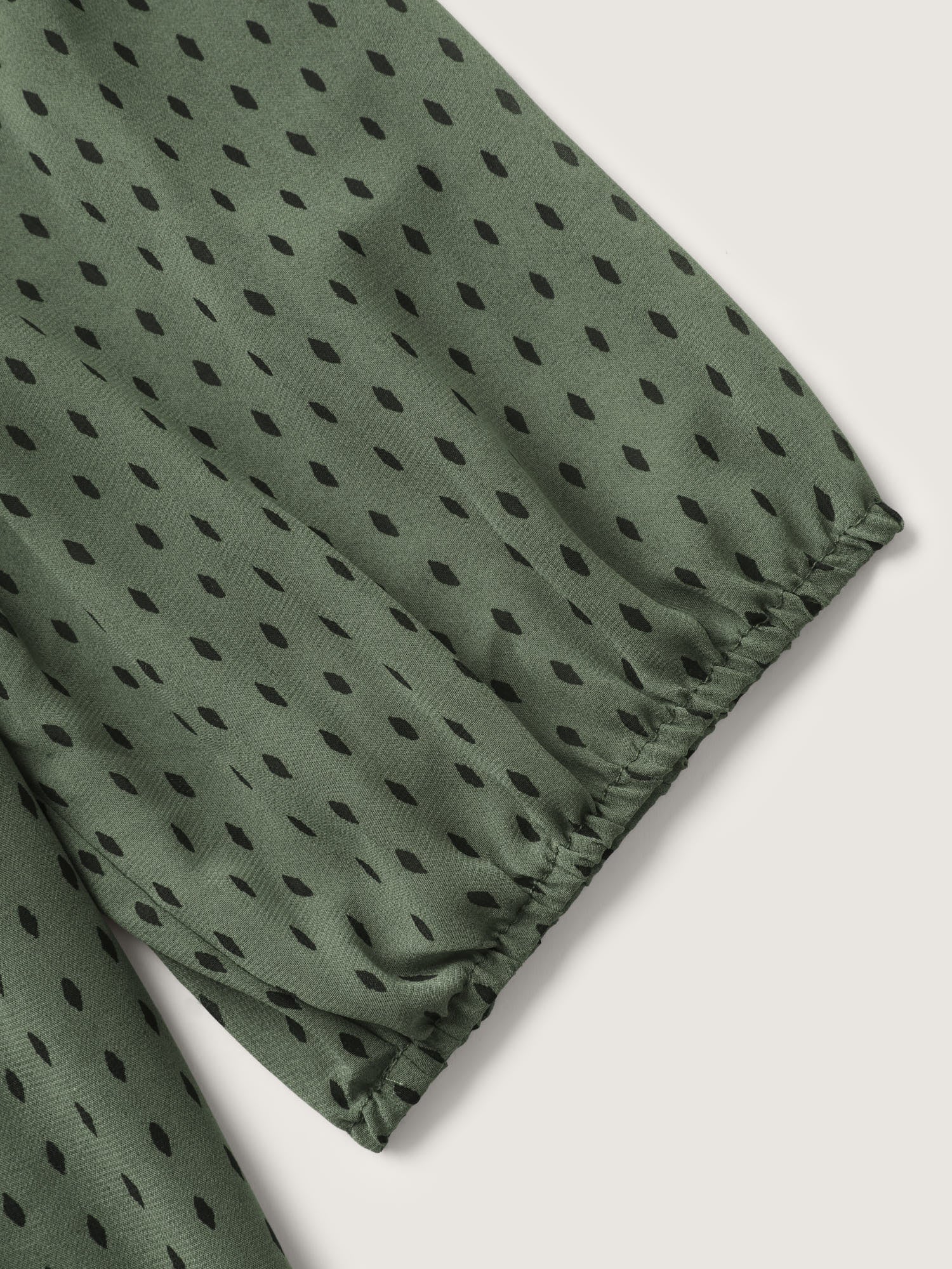 Polka Dots Pin Tuck Button Detail Blouse