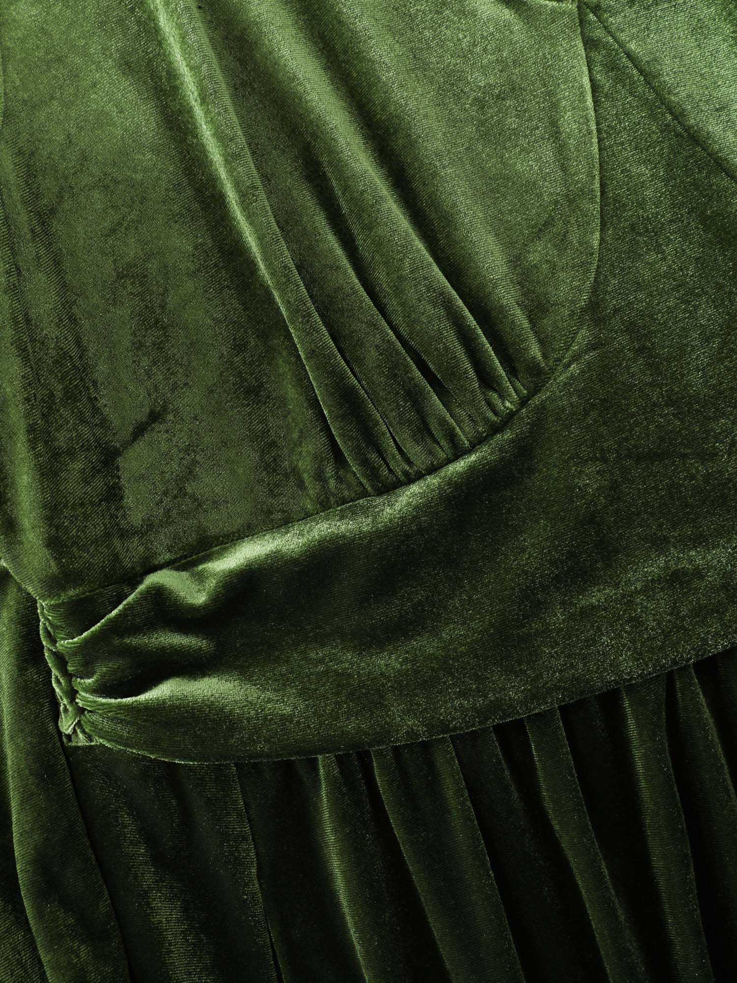 Velvet Triangular Shirred Waist Maxi Dress